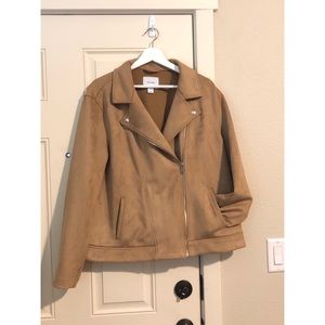 Faux Suede Plus Size Moto Jacket - Sz XXL